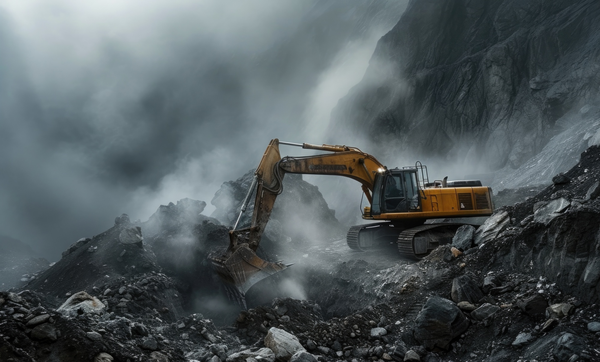 Excavator at mine